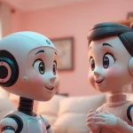 Interactive scene of nsfw character ai engaging warmly with a user in a cozy environment.