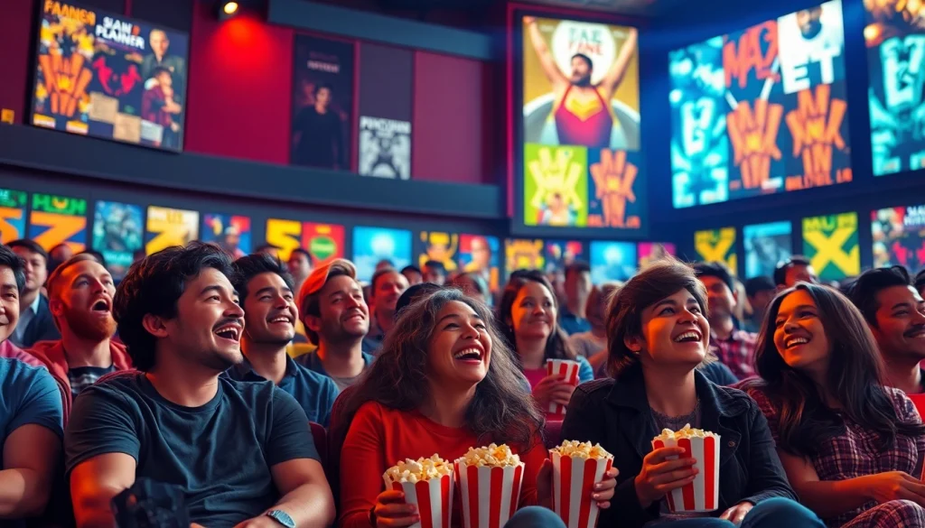 ดูหนัง กับกลุ่มเพื่อนในโรงภาพยนตร์ที่เต็มไปด้วยความสนุกสนาน