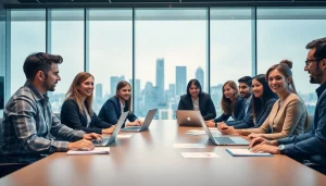 Engaging competitive intelligence faqs discussion among professionals in a modern office setting.