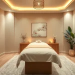 아늑한 장식과 편안한 분위기를 갖춘 호화로운 스파 환경에서 청라마사지 체험하기.